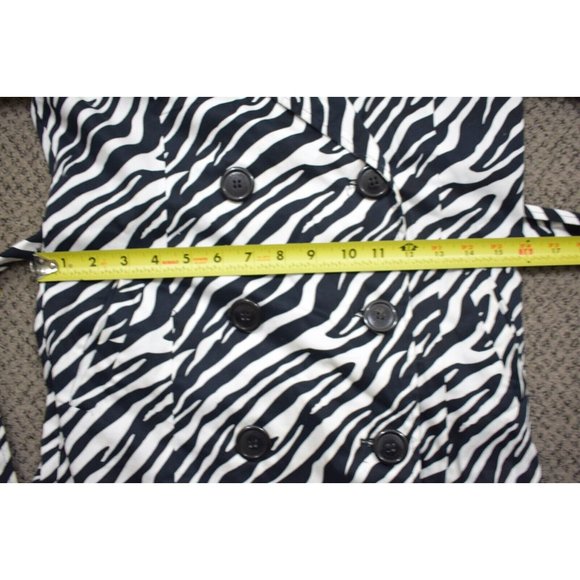 Vertigo Paris Womens Coat Jacket Trench XS Black White Zebra Animal Print Mid - Picture 9 of 11
